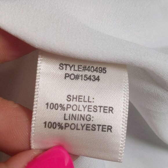 Skies Are Blue lined halter top blouse, green palm & pineapple design S - Picture 7 of 7